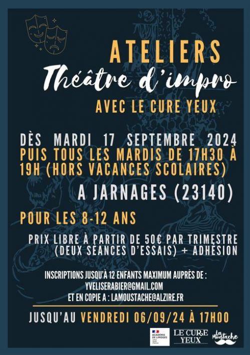 Affiche ateliers theatre d impro jarnages